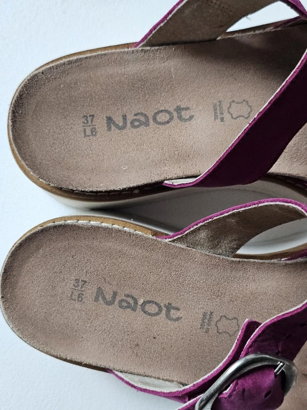 Naot Halvah Pink Plum Suede Leather Platform Wedge Sandals EU 37 US 6.5-7
